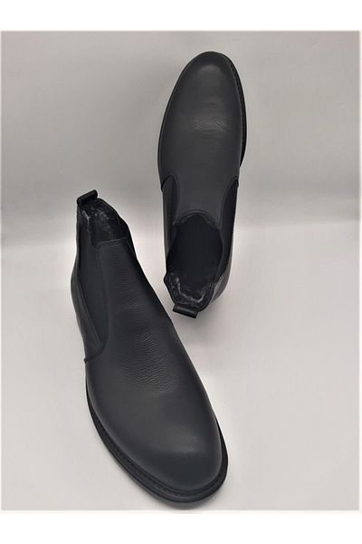Adel New Season Men's Fur Lined Laceless Genuine Leather Boots