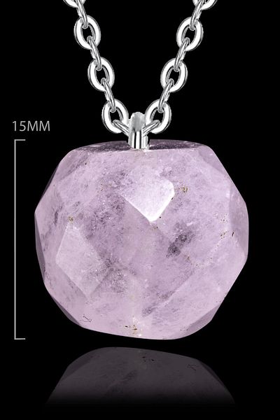 Tesbih Atölyesi Certified Faceted Natural Pink Quartz Stone Necklace