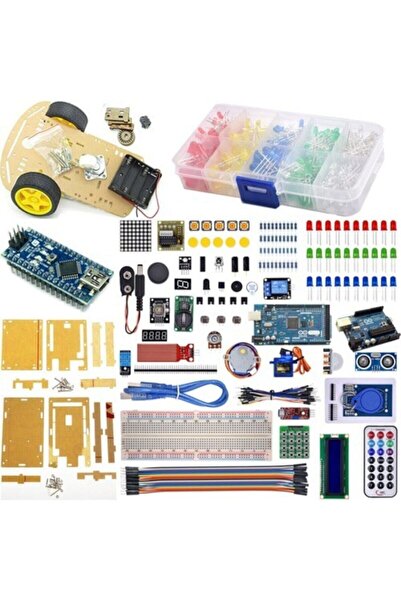 Genel Markalar Arduino Nano Mega Uno 558 Parça Robotik Kodlama Pilli 2 Wd Tekerlekli Araba Şasesi Dıy Muhafazalı