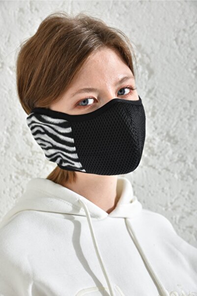 HOTMASK Yıkanabilir Kış Maskesi Zebra Özel Tasarım Kadın Modeli"
