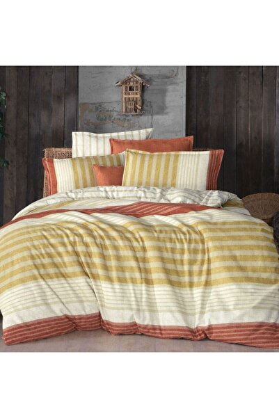 Sarev Laverna Flanel Nevresim Takımı Çift Kişilik Taba V21