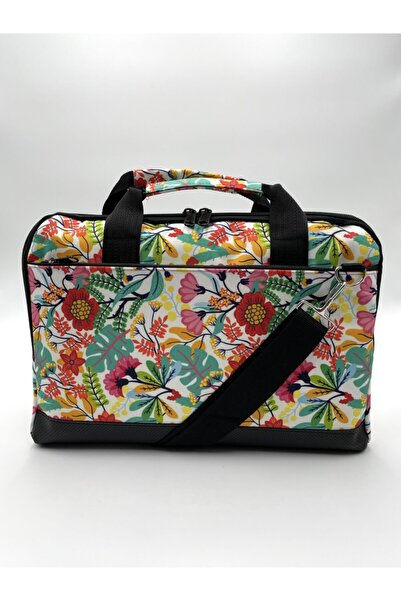 Differ 17'' Inç, Çiçek Desen, Omuz Askılı Ve Çapraz Notebook Laptop Macbook Çantası