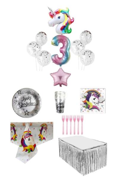 Dipak Set de ziua de naștere cu tematică unicorn pentru 16 persoane