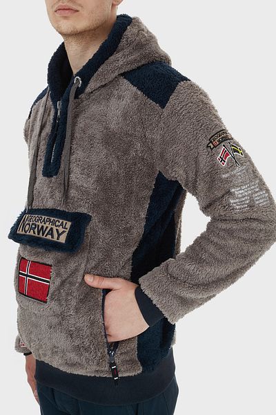 Norway Geographical Ανδρικός ιδρώτας Fleece εξωτερικού χώρου - με κουκούλα και μισό φερμουάρ