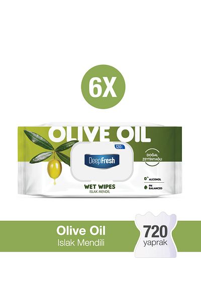 Deep Fresh Natural Essences Olive Oil Wet Wipes 6 X 120 Sheets