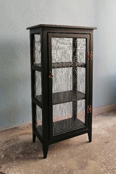 Özel Yapım Magiwood Masif Ahşap Siyah Tel Dolap