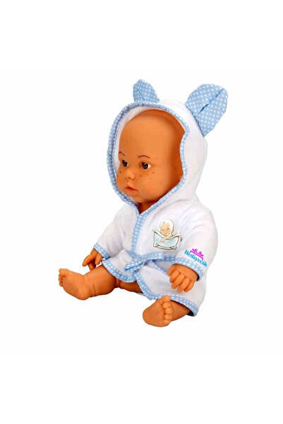 hediyecik Oyuncak Banyo Yapan Bornozlu Et Bebek Oyun Seti Mavi 35cm