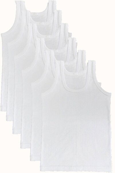 Hepsine Rakip 6 Pack Boys Undershirt Cotton Combed Economical Comfortable White