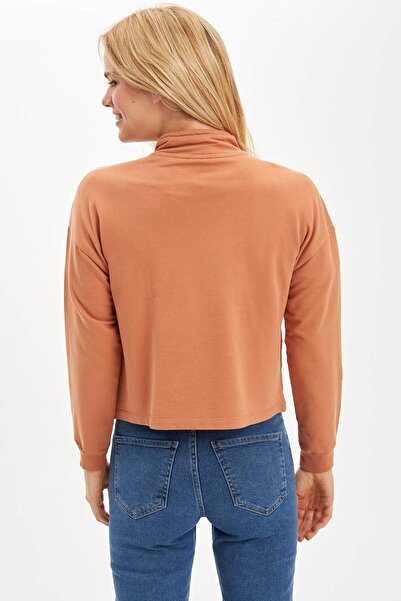 DeFacto Regular Fit Cepsiz Uzun Kollu %100 Pamuk Sweatshirt