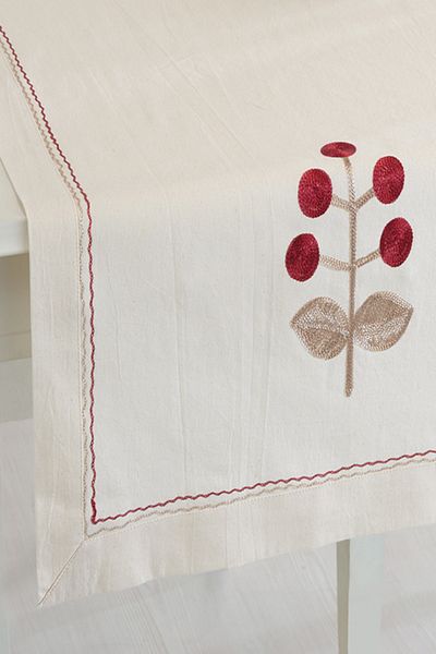 ÖDEL HOME قماش بولدان طبيعي مطرز بالزهور مقاس 50x130 سم