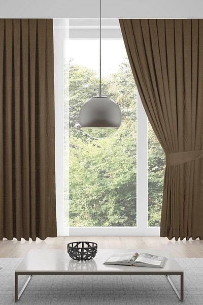 MEVVA HOME Velvet Background Single Wing Curtain (1x2 Sparse Pleated) - Brown