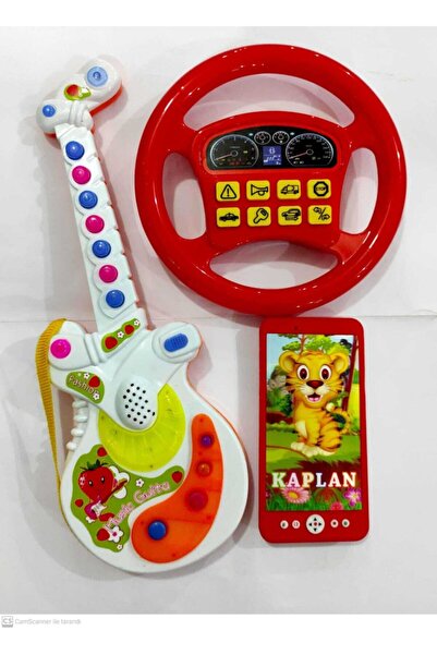 berattoys Türçe Müzikli Eğitici Gitar 35 Cm Işıklı Müzikli Telefon Türkce Ses...