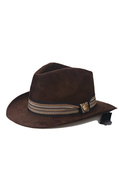 CosmoOutlet Καουμπόικο μοντέλο Nubuck Look Panama Trilby Unisex καφέ καπέλο