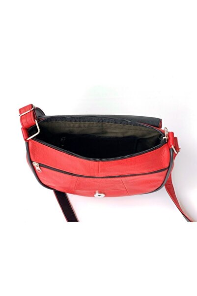 TopTrendy Geantă de umăr de zi cu zi din piele naturală roșie pentru femei