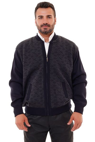 K KARBEY Battal Lined Steel Knitted Knitwear Coat