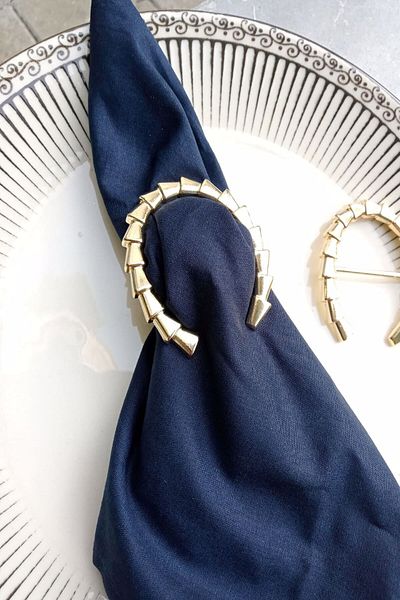 Emtory Home 12 Pieces Gold Metal Nile Napkin Rings