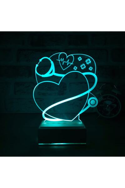 Hediyeiste Doktor Steteskop 3d Led 16 Renk Gece Lambası
