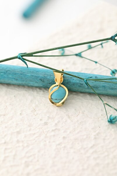 MİLET KUYUMCULUK 14 Ayar Altın Firuze Boncuklu Kafesli El İşi Kolye Ucu