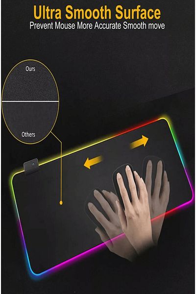 FRISBY لوحة ماوس ألعاب بإضاءة LED RGB مقاس 80 سم × 30 سم × 4 سم سميكة ومضادة للانزلاق