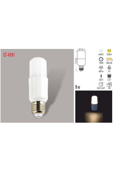 Cata لمبة LED Ct-4091 8 وات/6400 ك E27 (أبيض)