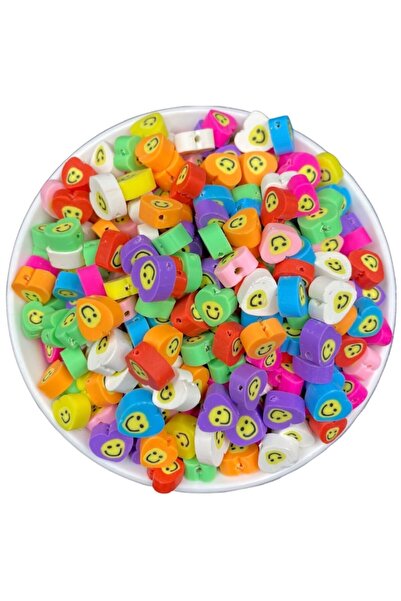 Hedef Bijuteri 25 قطعة 12 مم بوليمر كلاي فيمو مختلط اللون خرز على شكل قلب مبت...