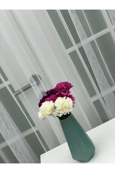 perdealemi Knitted Honeycomb Tulle Curtain, 200x260, Tight Pleat, 1/3