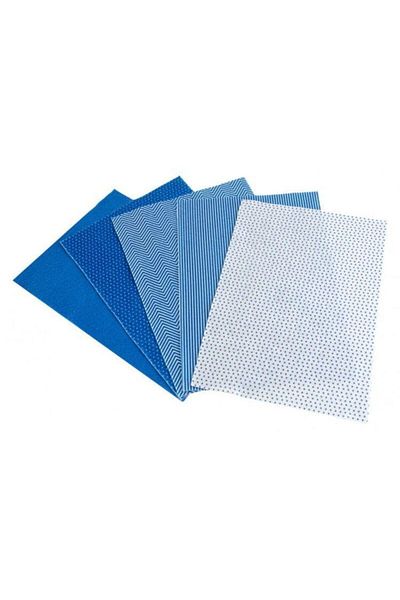 Lino Patterned Felt 20x30 CmBlue 5 Pattern 10 pcs