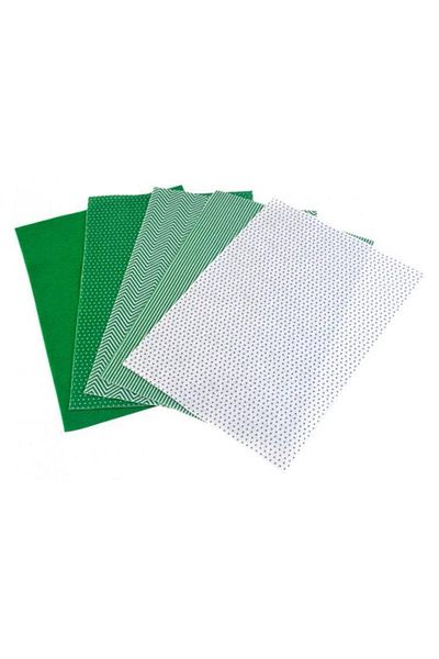 Lino Patterned Felt 20x30 CmGreen 5 Pattern 10 pcs