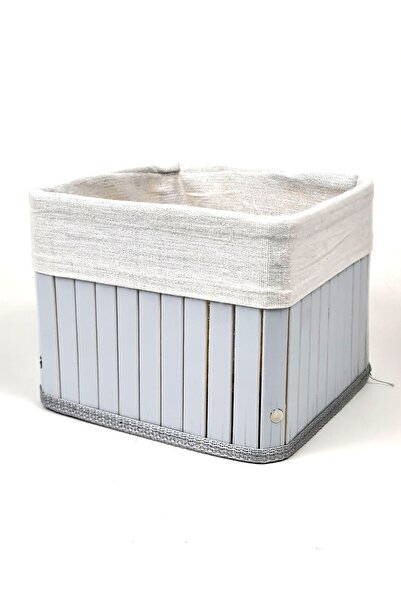 Binbirreyon Відкритий сірий бамбуковий кошик - складаний, з підкладкою, квадратний 20x20x16 DD012