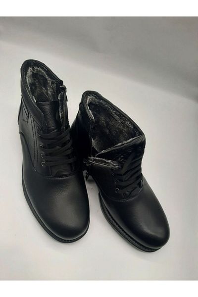 Adel New Season Men's Genuine Leather Boots with Fur Inside
