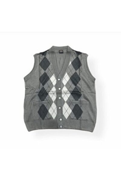 Nacar Erkek Desenli Ince Yünlü Triko Yelek