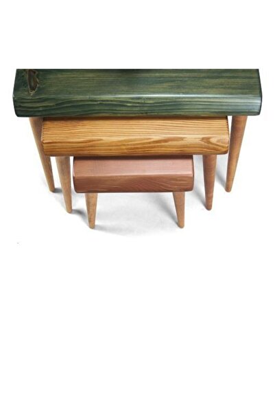 Mobenta Doğal Ağaç Masif Kütük 3’lü Zigon Sehpa