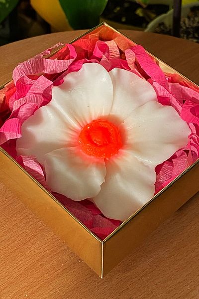 FANTASTİK SANAT ATÖLYESİ Acacia Scented White Water Lily Flower Figured Decorative Bath Soap - 100% Natural