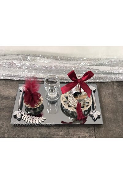 Masalsı Concept Set de tăvi pentru mire cu ornamente bordeaux, tavă de logodnă, tavă pentru promisiuni, cadou pentru promisiuni, cadou de logodnă, cadou pentru promisiuni