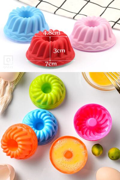 QNİAY Set of 6 Mini Cake Mold 3D Cookie Pastry Muffin Molds Silicone Baking Mold