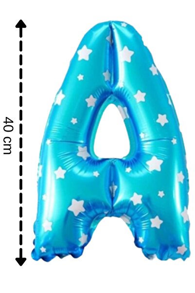 ELGALA Folyo Balon A Harfi Helyum Balon 40 Cm Mavi Renk