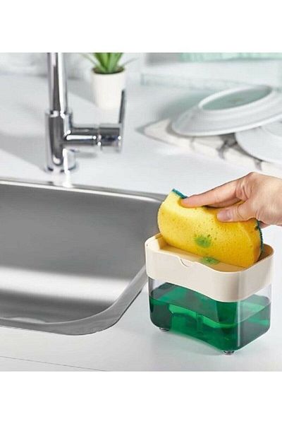 Pink Cat Kitchen Sponge Dispenser with Detergent Tank and Pump - Dish Sponge