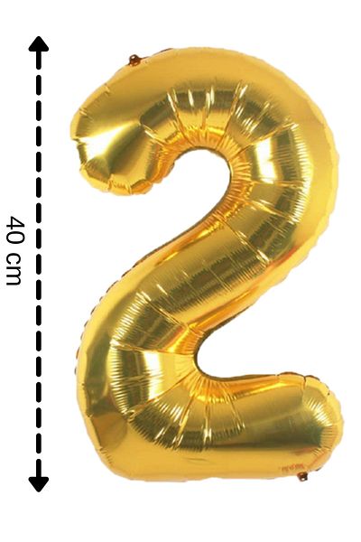 ELGALA Foil Balloon Number 2 Helium Balloon 40 Cm Gold Color