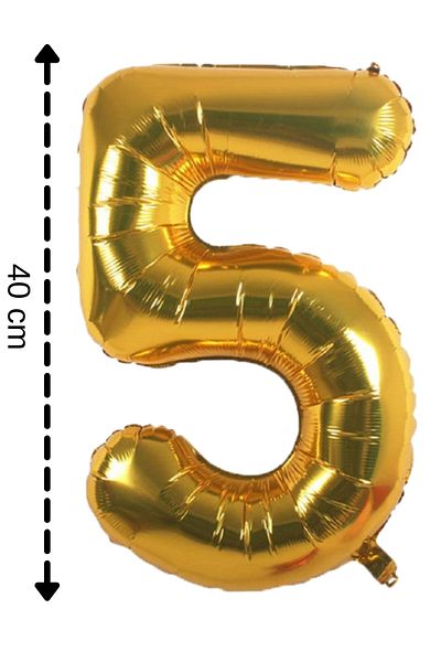 ELGALA Foil Balloon Number 5 Helium Balloon 40 Cm Gold Color