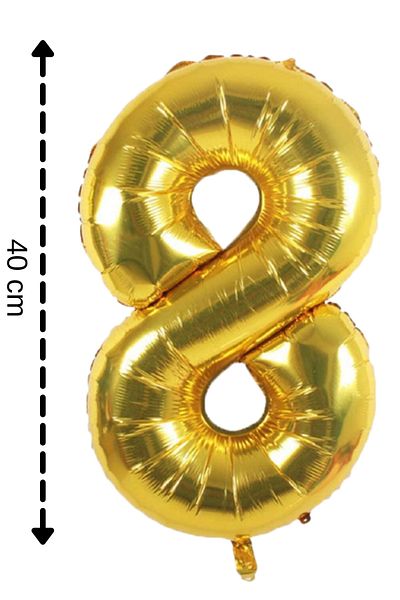 ELGALA Foil Balloon Number 8 Helium Balloon 40 Cm Gold Color