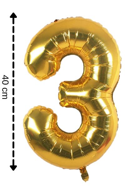 ELGALA Foil Balloon Number 3 Helium Balloon 40 Cm Gold Color