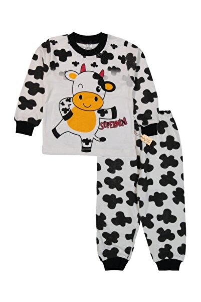 AyCaTa Cow Printed Crew Neck Long Sleeve Baby Girl Boy Pajama Set