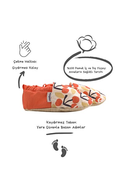 Morgedan Kiraz Pamuklu Ilk Adım Kaydırmaz Bebek Patik