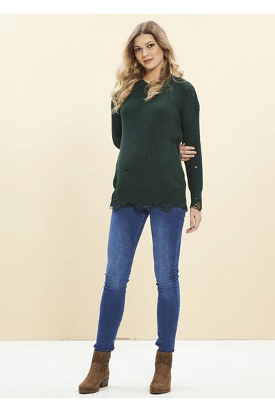 Even Fashion Hamile Giyim Ripped Detailed Knitwear Maternity Blouse