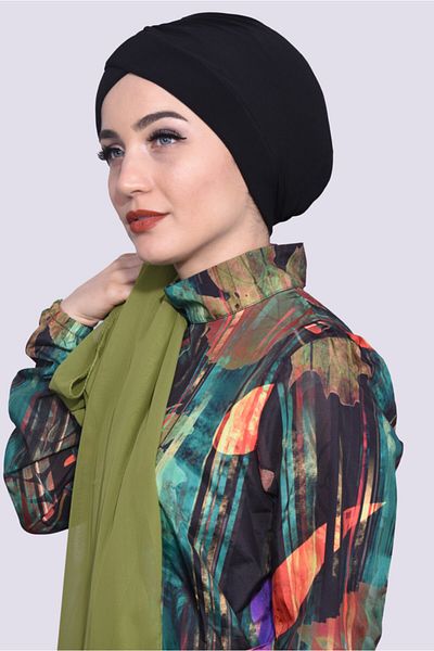 Nowa Scarf Pool Cap Black Suitable for Sea and Pool Use