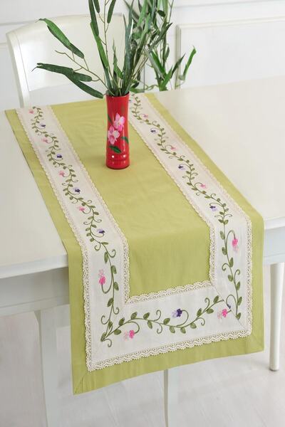 ÖDEL HOME قماش بولدان حرير مطرز بالزهور مقاس 50x130 سم