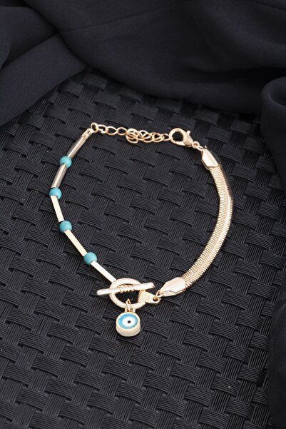 Sortie Aksesuar Mavi Ve Nazar Boncuklu Italyan Zincirlik Bileklik 011