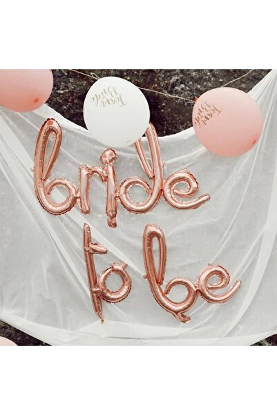 Huzur Party Store Bride To Be Yazılı El Yazısı Folyo Rose Gold Renkli Balon B...