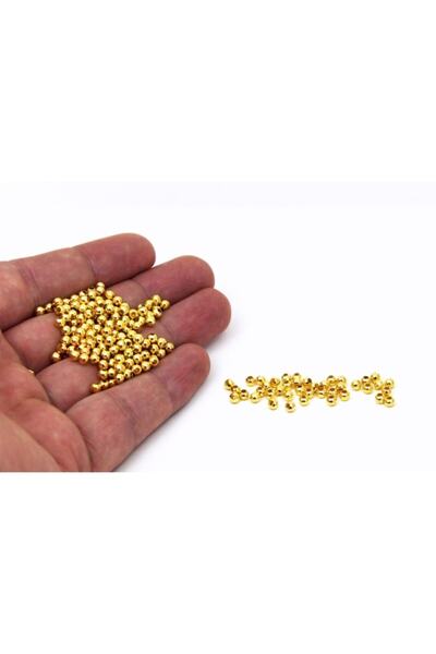 yfhobi 3 Mm Sarı Kaplama Metal Boncuk, Demir Boncuk, 10 Gram (170-190 Adet Ar...