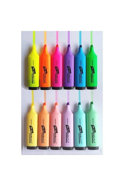 Scrikss Sh712 Pastel + Highlighter Marker 12 Colors